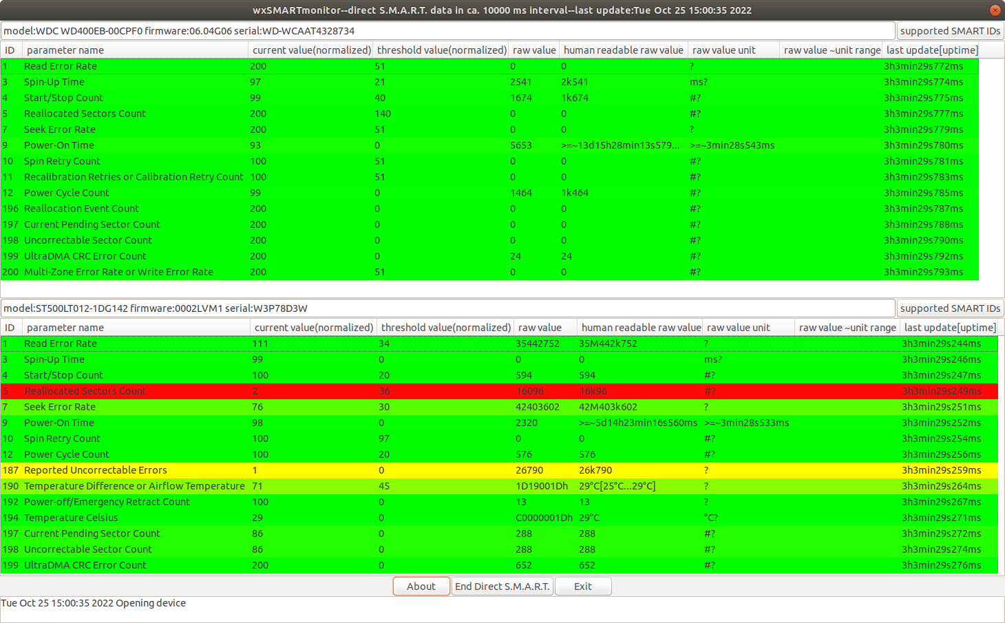 hier sollte der Screeenshot mit 2 (S)ATA HDDs unter Ubuntu ca. Version 18.0.4 erscheinen